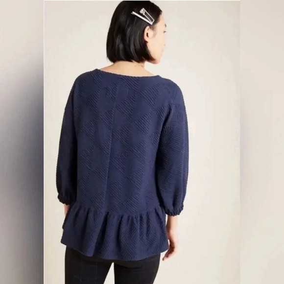 Maeve x Anthropologie navy bubble sleeve top Size XL - Picture 2 of 4